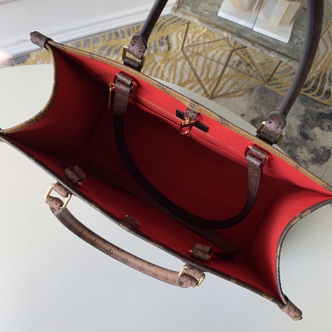 Louis Vuitton OnTheGo MM Monogram And Monogram Reverse Canvas For Women,  Shoulder Bags 13.8in/35cm Louis Vuitton M45321