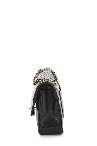 Chanel,  Black Quilted Lambskin Classic Double Flap Medium, Black