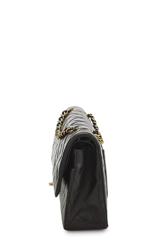 Chanel,  Black Quilted Lambskin Classic Double Flap Medium, Black