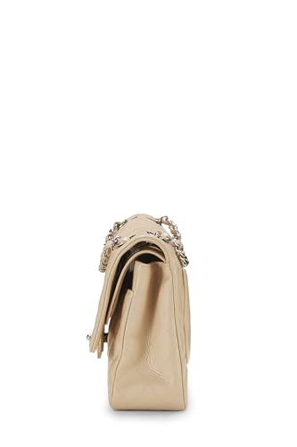 Chanel,  Beige Quilted Caviar Classic Double Flap Medium, Beige