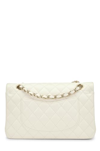 Chanel,  White Quilted Lambskin Classic Double Flap Medium, White