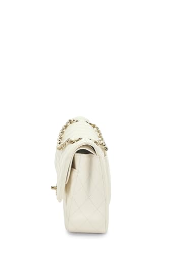 Chanel,  White Quilted Lambskin Classic Double Flap Medium, White