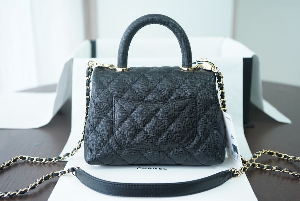 Chanel Classic Mini GlamIapbag Top Handle Black For Women 7.5in/19cm