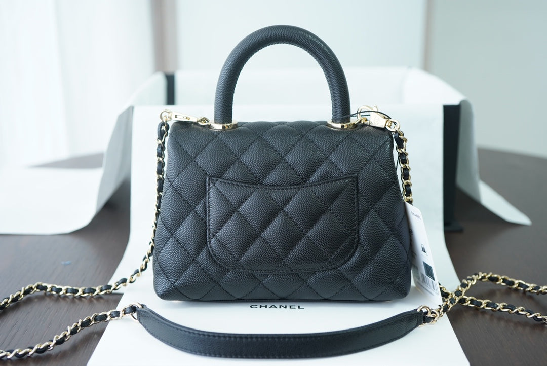 Chanel Classic Mini GlamIapbag Top Handle Black For Women 7.5in/19cm