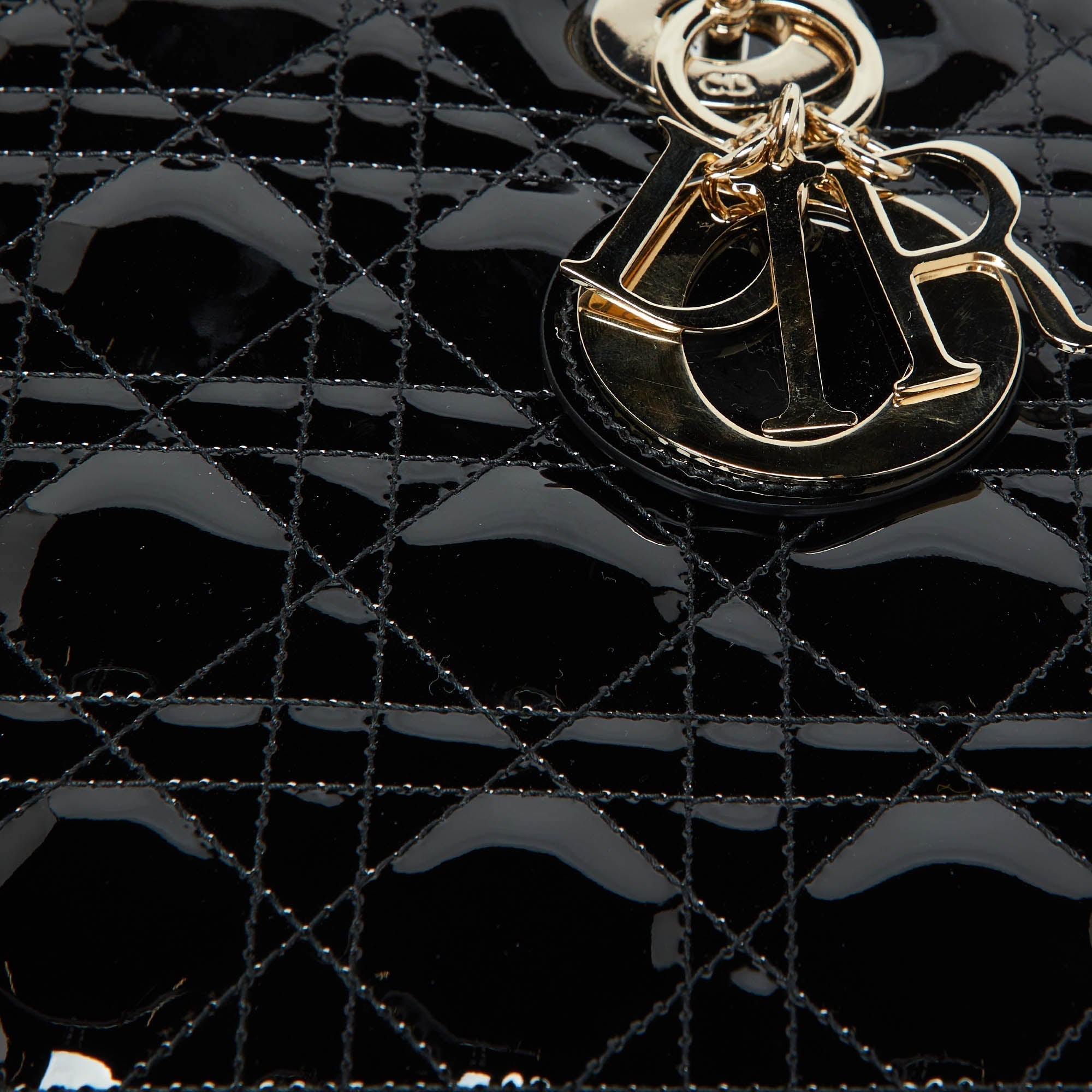 Dior Black Cannage  Leather Medium Lady Dior Tote