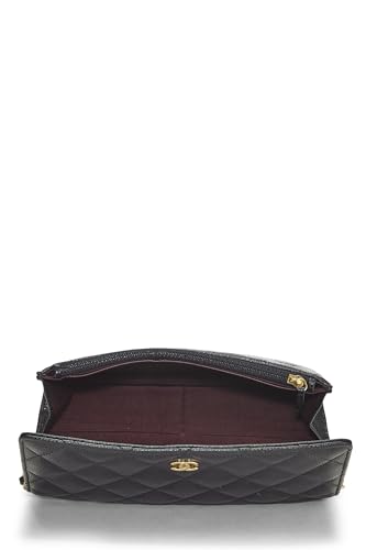 Chanel,  Black Caviar Classic Quilted Wallet On Chain (WOC), Black