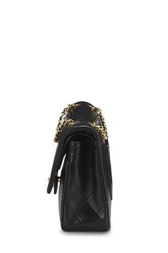 Chanel,  Black Quilted Lambskin Classic Double Flap Medium, Black