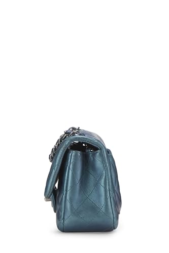 Chanel,  Iridescent Blue Quilted Lambskin Classic Double Flap Medium, Blue