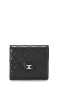 Chanel,  Black Quilted Lambskin Classic Flap Compact Wallet, Black