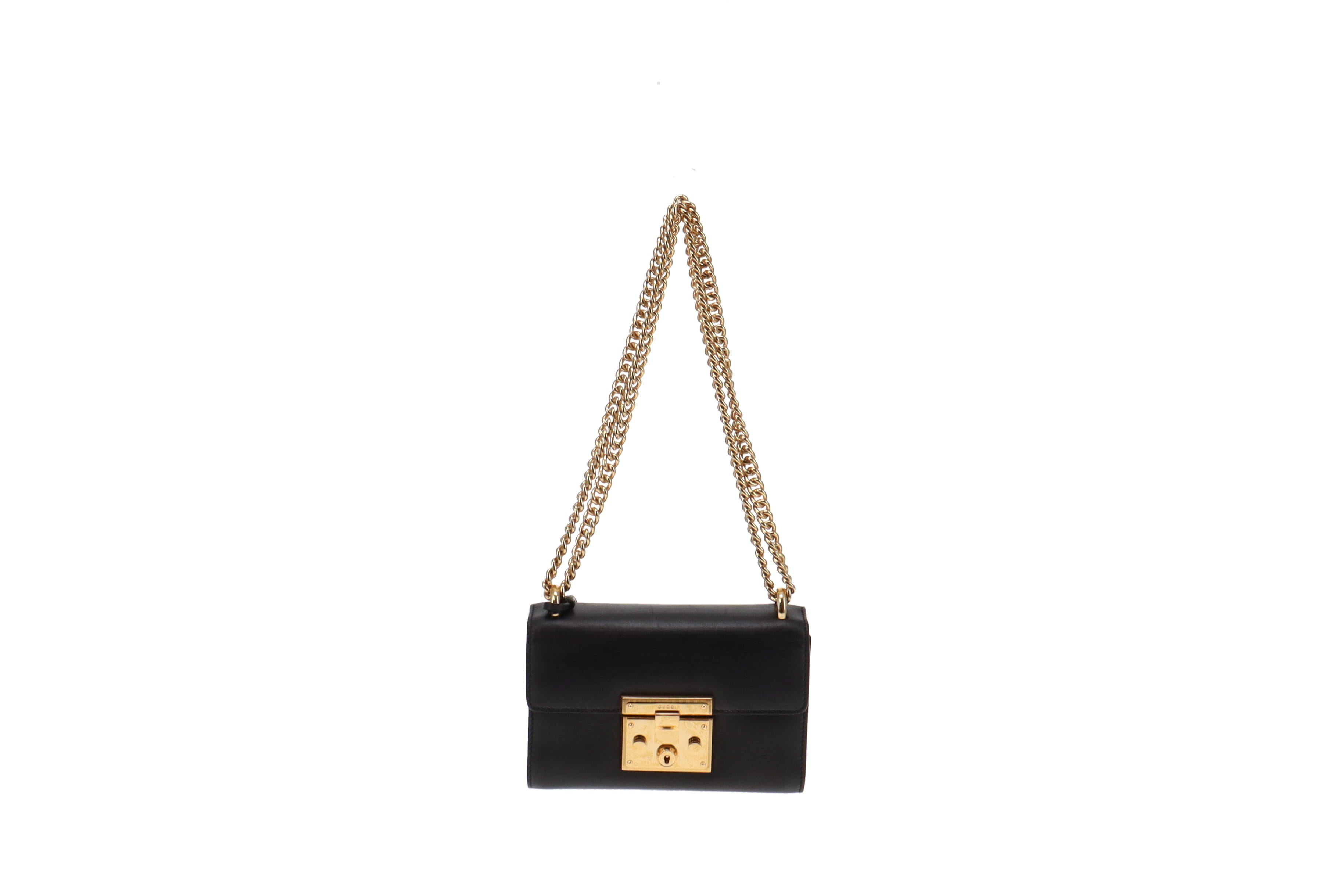 Gucci Black Smooth Leather Small Padlock Shoulder Bag