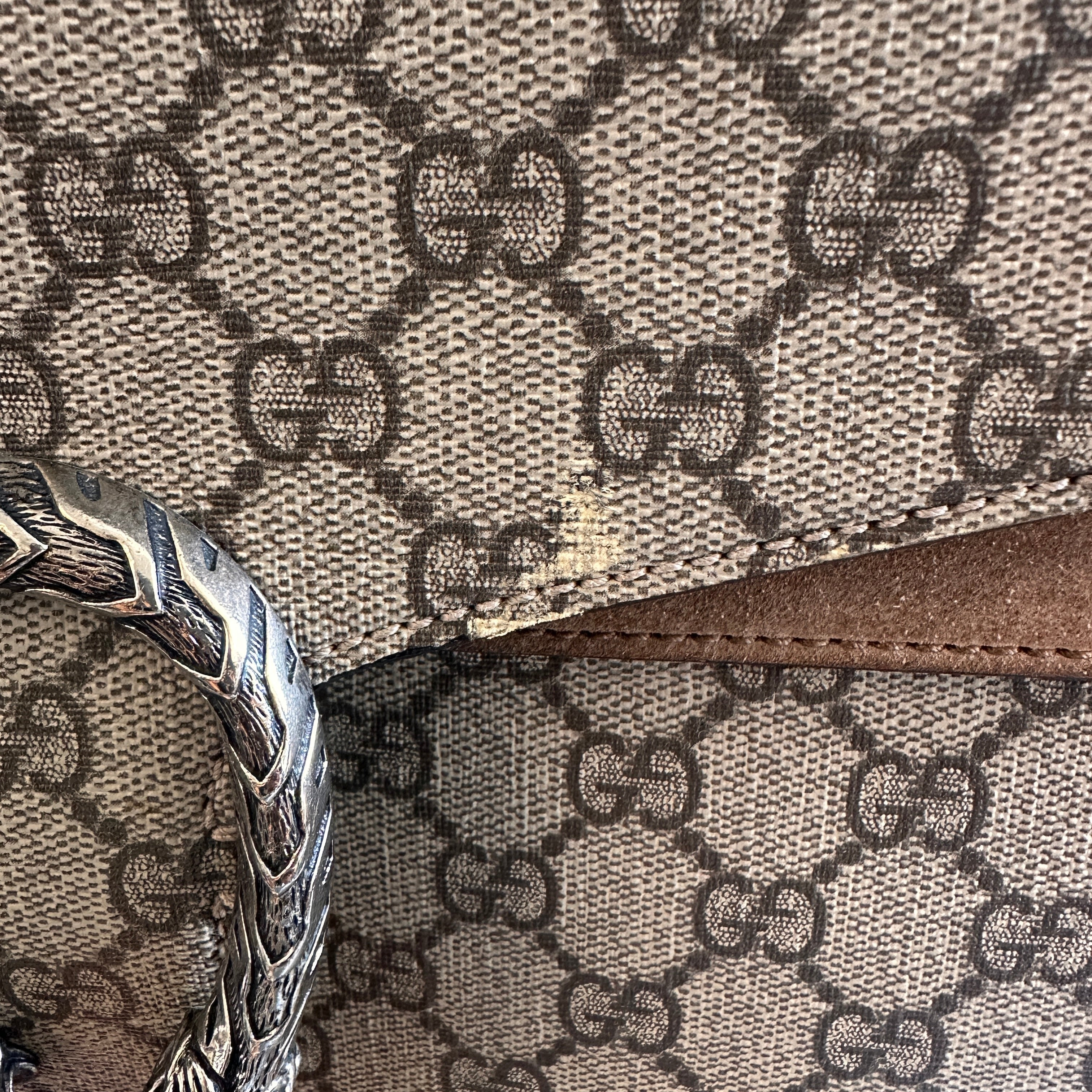 Gucci Dionysus Top Handle Chain Bag Gg Coated Canvas Beige Canvas Shoulder Bag Bag (Pre-Owned)
