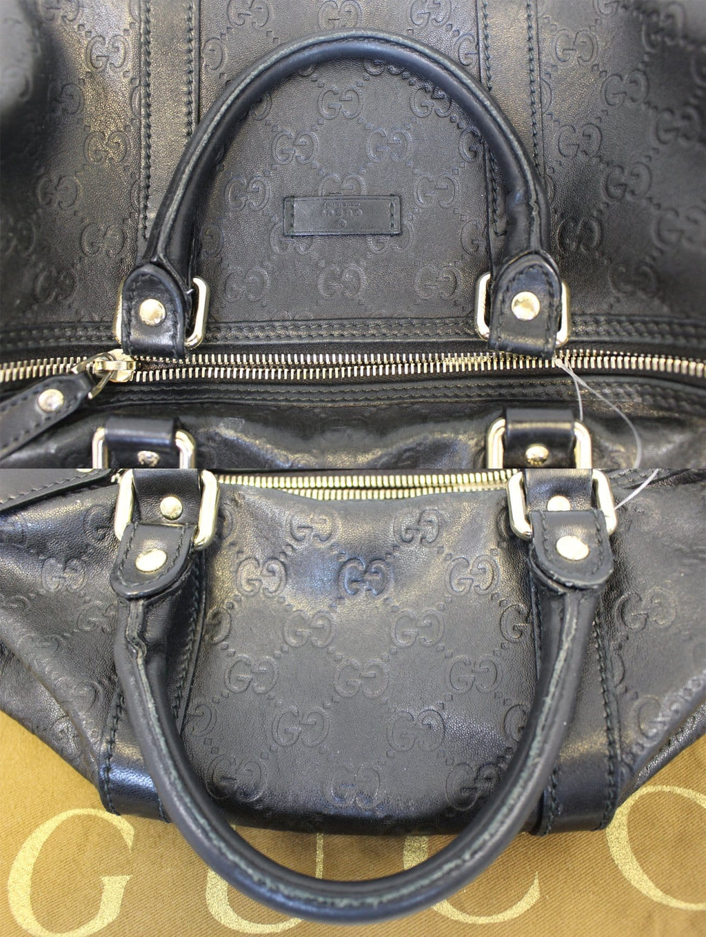 GUCCI Gucci Guccissima Leather Black Boston Bag 203696