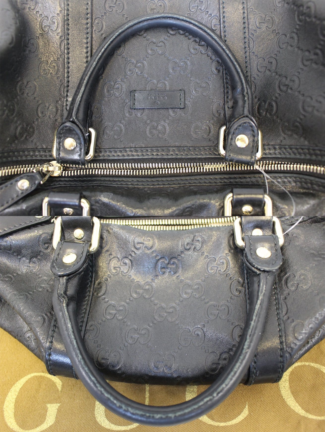 GUCCI Gucci Guccissima Leather Black Boston Bag 203696