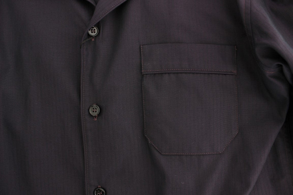 Dolce & Gabbana Purple Striped Cotton Pajama Lounge Shirt