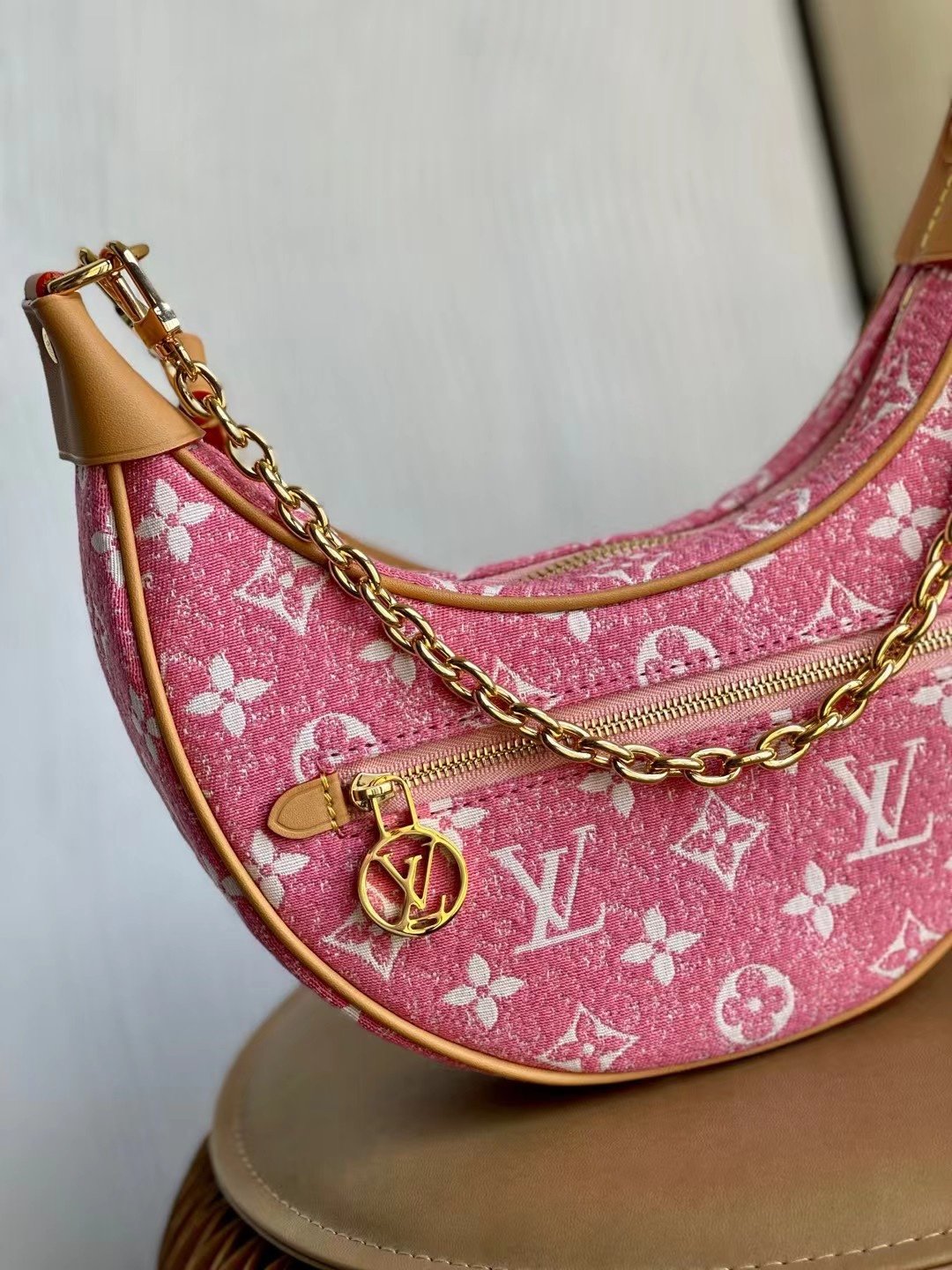 Louis Vuitton Loop Denim Pink For Women,  Shoulder Bags 9.1in/23cm Louis Vuitton