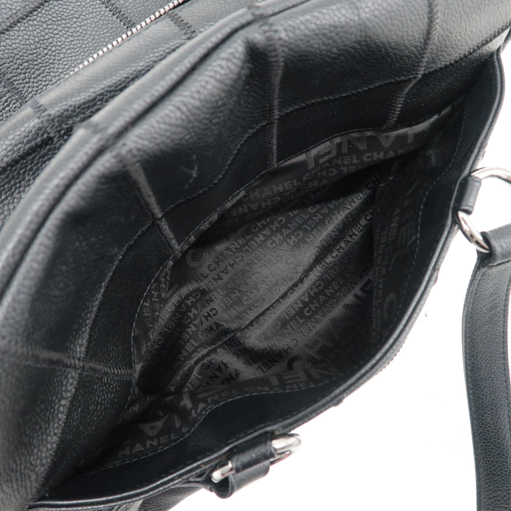 CHANEL Chocobar Caviar Skin Boston Bag Shoulder Bag Black