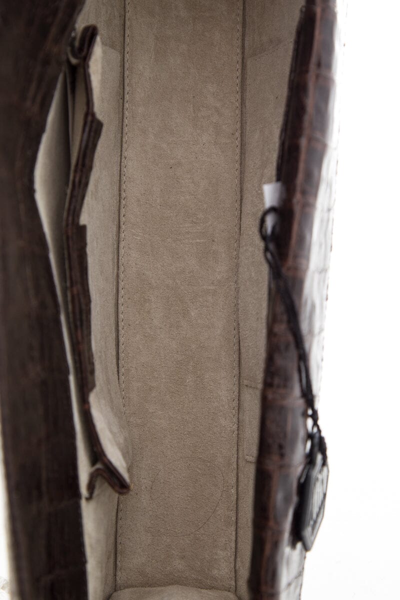 Nancy Gonzalez Brown Croc Clutch