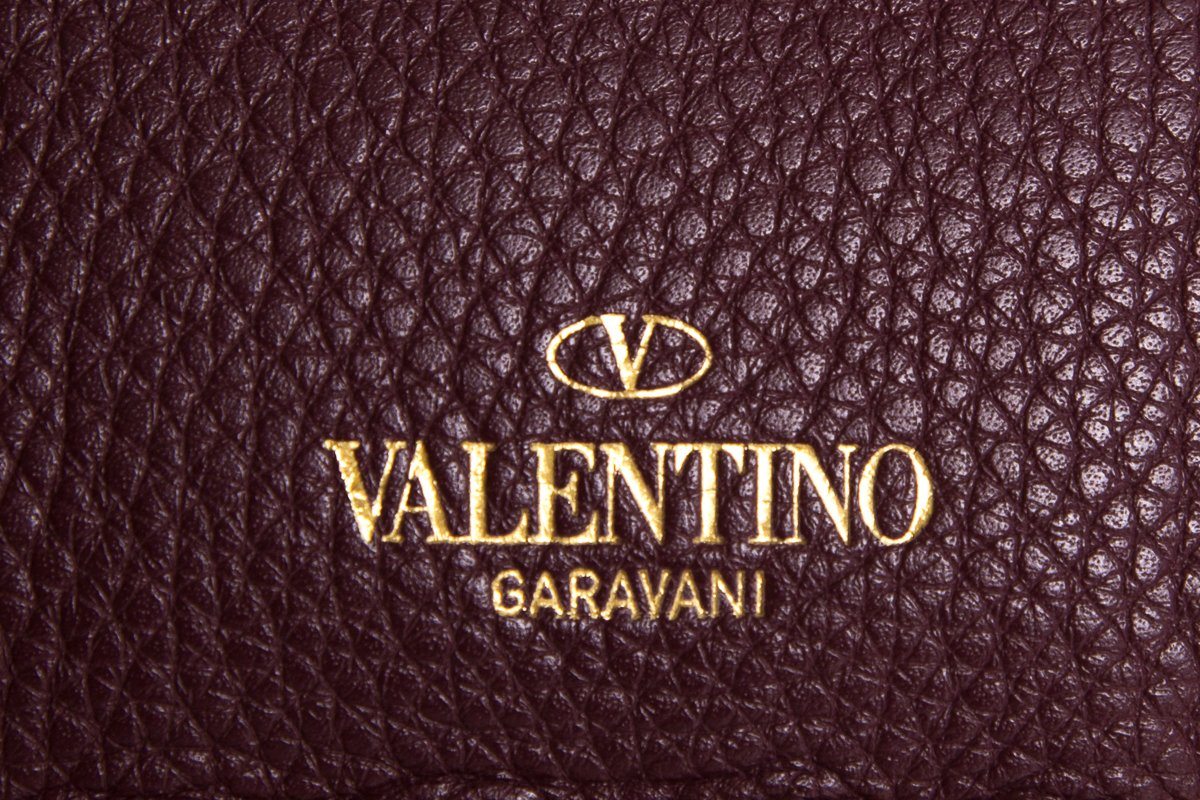Valentino Plum Leather Rockstud Turquoise Accent Clutch