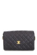 Chanel Vintage 1991 Black Quilted Lambskin Flap Crossbody Handbag with Gold Hardware