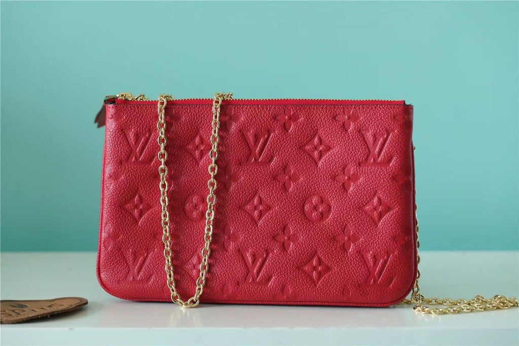 Louis Vuitton Double Zip Pochette Monogram Empreinte Red For Women,  Shoulder and Crossbody Bags 7.9in/20cm Louis Vuitton