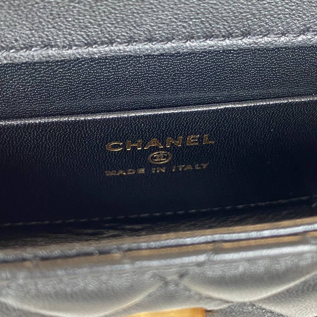 Chanel Clutch With Chain Gold Hardware Black For Women Handbags, Shoulder Bags 5.7in/14.5cm AP2945