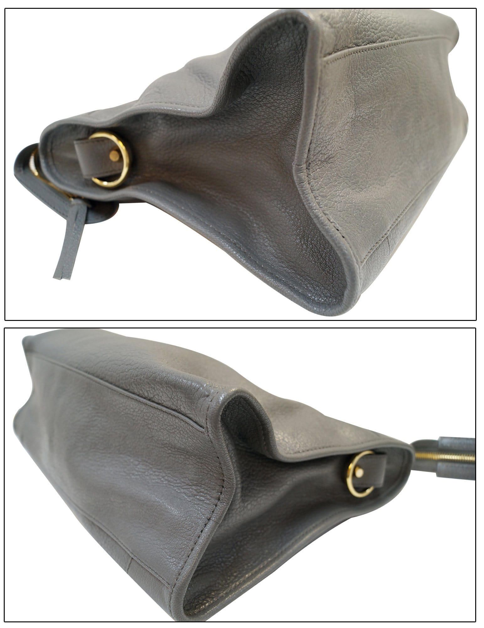 BALENCIAGA Grey Leather Metallic Edge City Shoulder Handbag