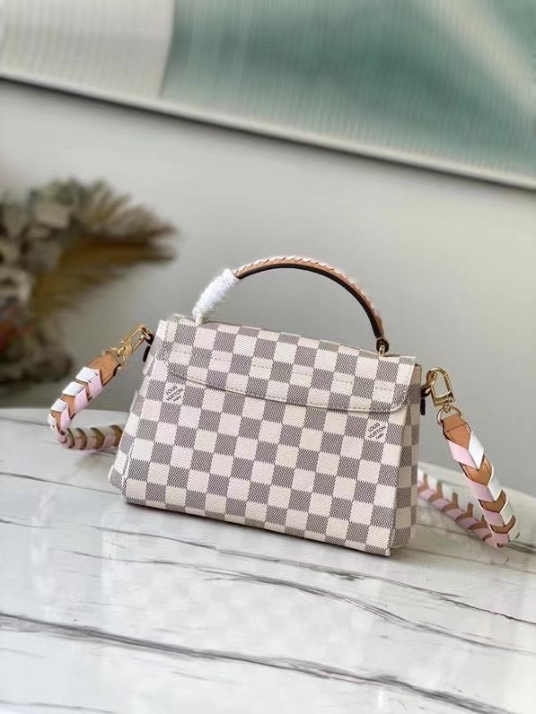 Louis Vuitton Croisette Damier Azur Canvas Pink For Women, WoHandbag, Shoulder And Crossbody Bags 9.8in/25cm Louis Vuitton N50053