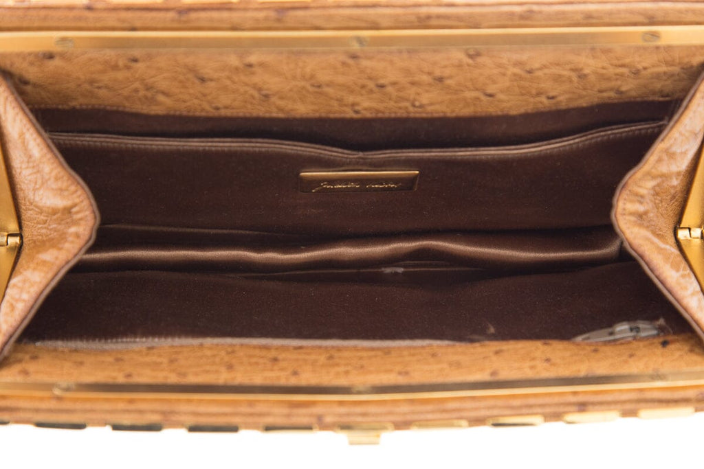 Judith Leiber Brown Ostrich Clutch