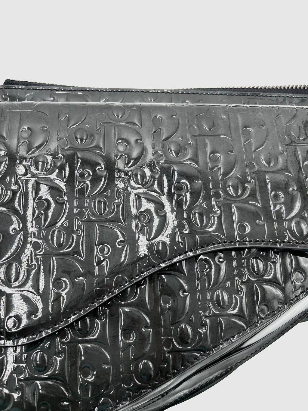 Christian Dior Saddle Boxy Pouch Crossbody Bag Oblique Embossed Calfskin Purple Leather Crossbody Bag Bag (Pre-Owned)
