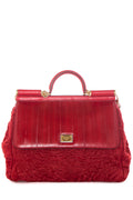 DolCeline & Gabbana Red Fur & Leather Shoulder Bag
