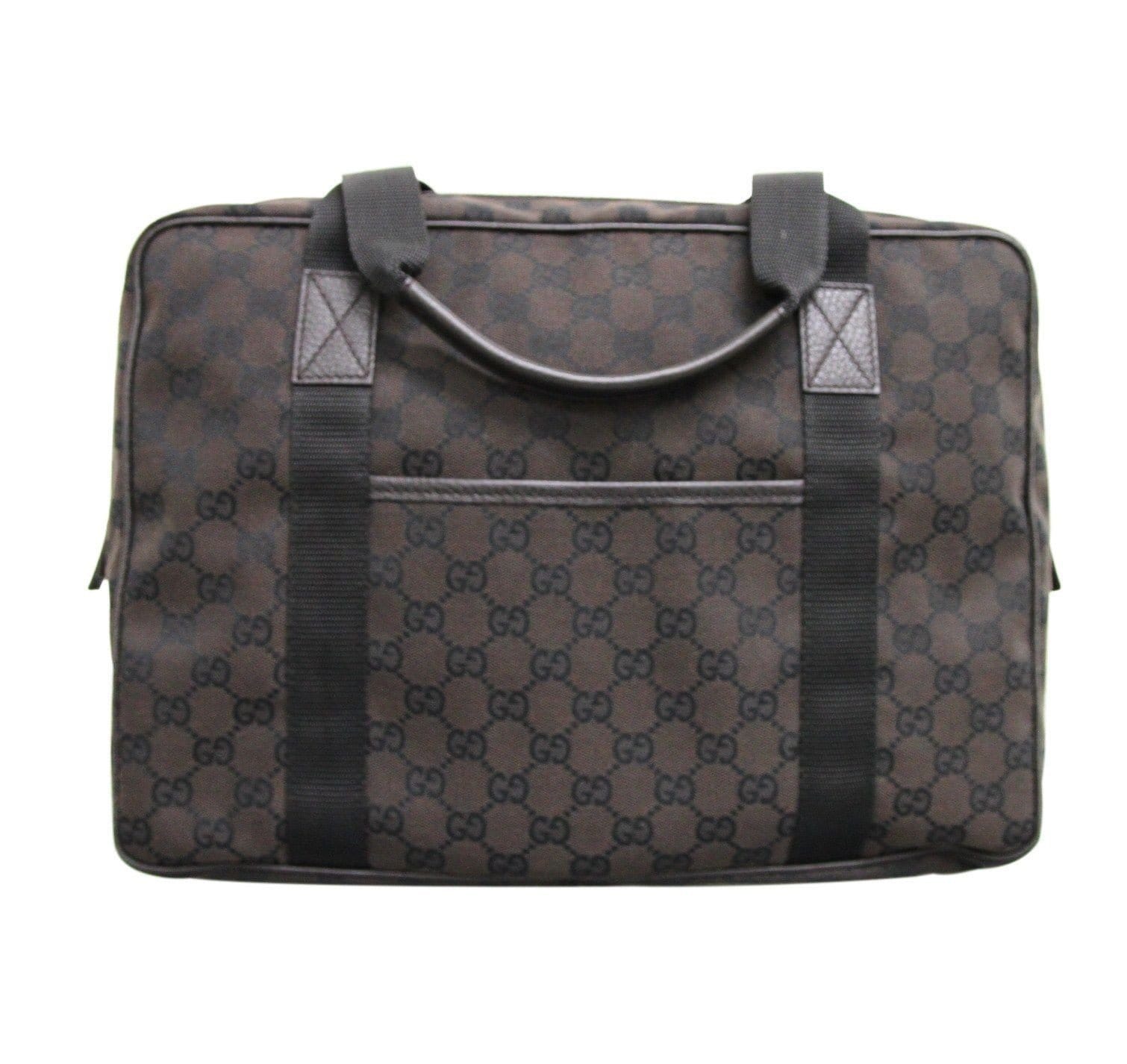 Gucci 282529 Unisex Brown Canvas Shoulder Laptop Bag Tote Handbag - Final Call