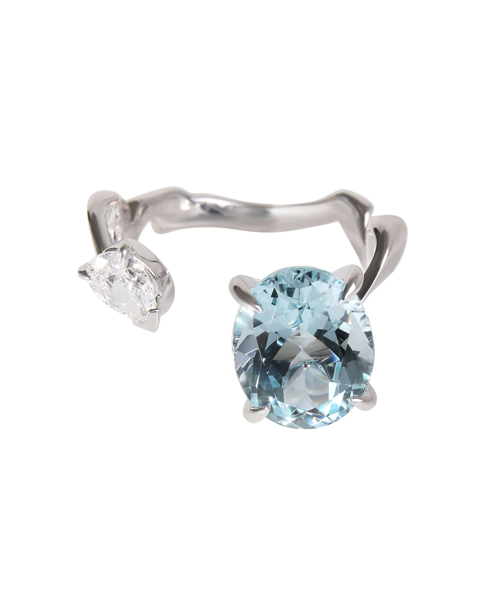 Dior Diorama Precie1:1 Rep Diamond Aquamarine Ring in 18k White Gold D VS1 0.33 CTW