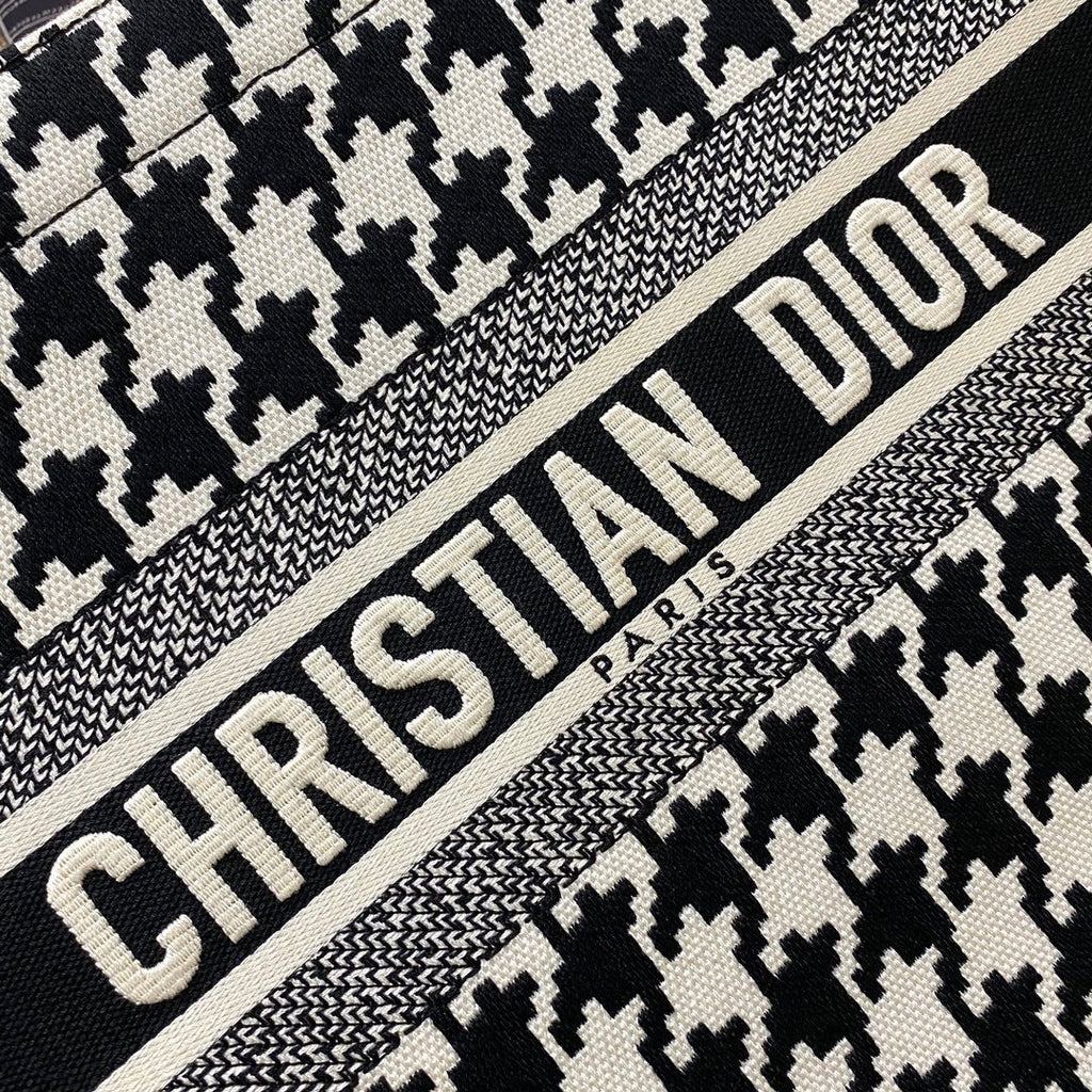 Dior MeDiorum Book Tote Black Macro Houndstooth Embroidery, Blue, For Women Women’s Handbags, Shoulder Bags, 36cm CD M1296ZTQT_M911