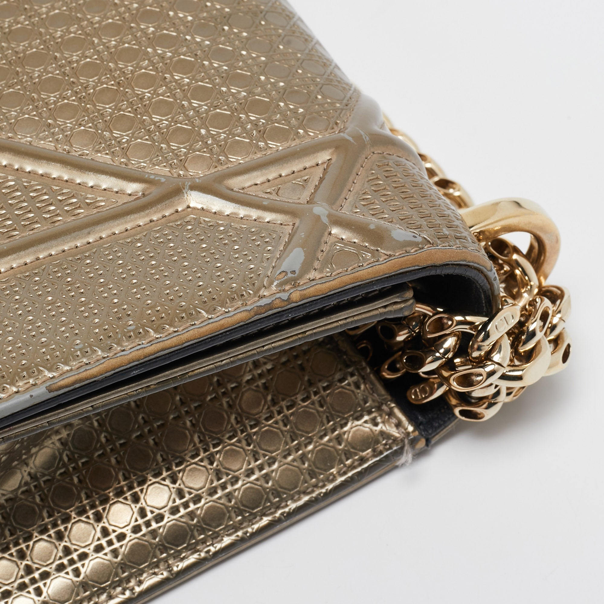 Dior Gold Microcannage  Leather Medium Diorama Shoulder Bag