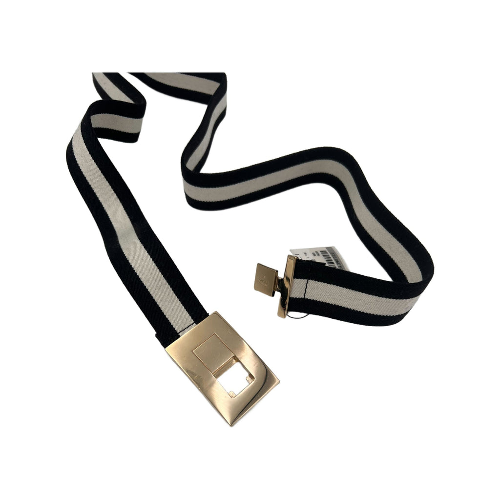 Gucci Women's Black and White Interlocking Canvas Belt (Pre-Owned)