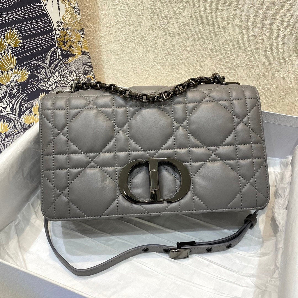 Dior MeDiorum Caro Bag Gray Padded Macrocannage, Dark Grey, For Women Women’s Handbags, Crossbody Bags, 25cm CD M9242BNGK_M41G