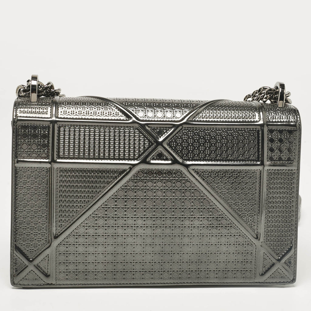 Dior Grey  Leather Medium Diorama Shoulder Bag