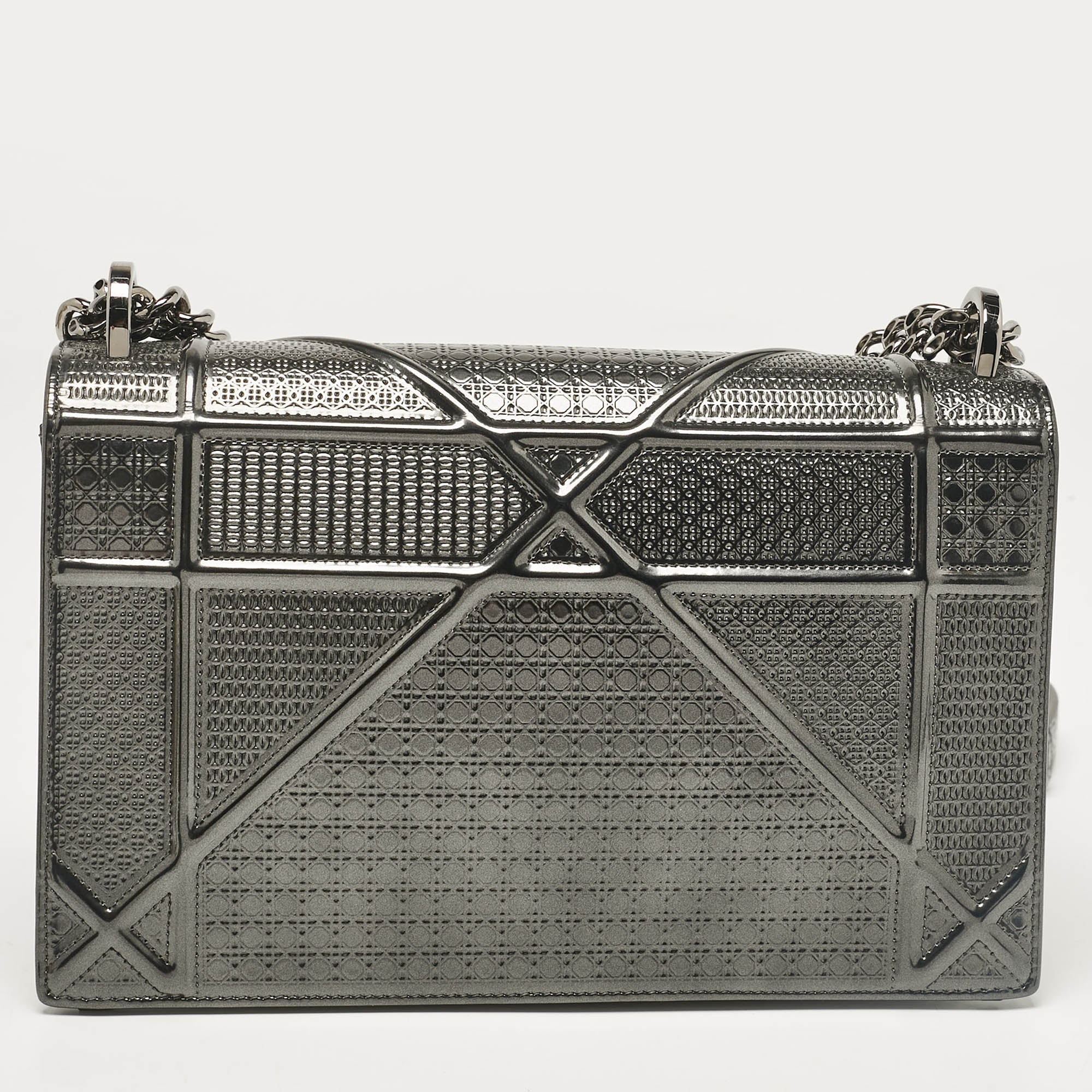 Dior Grey  Leather Medium Diorama Shoulder Bag