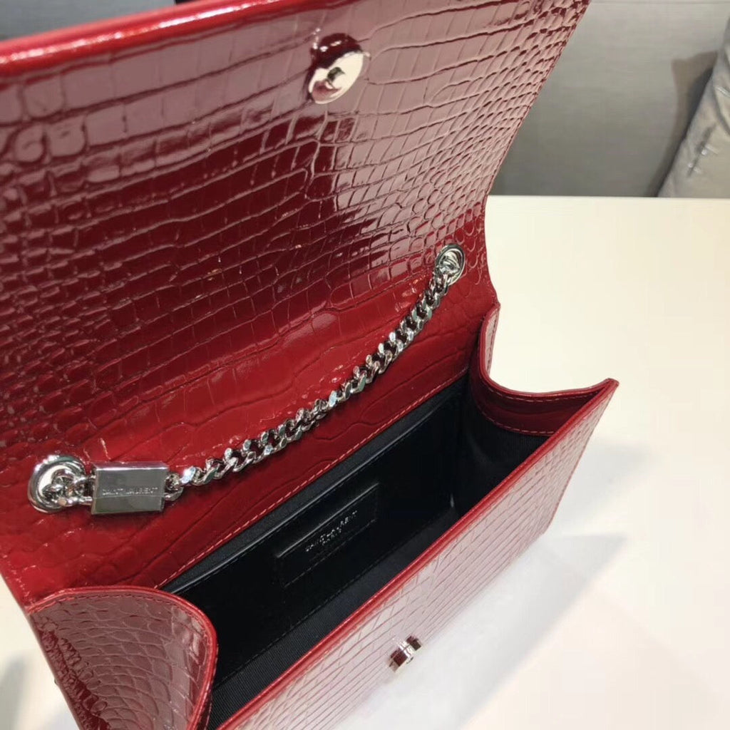 YSSL Kate Small Chain Bag With Tassel In Embossed Burgundy For Women 7.8in/20cm YSLÂ 