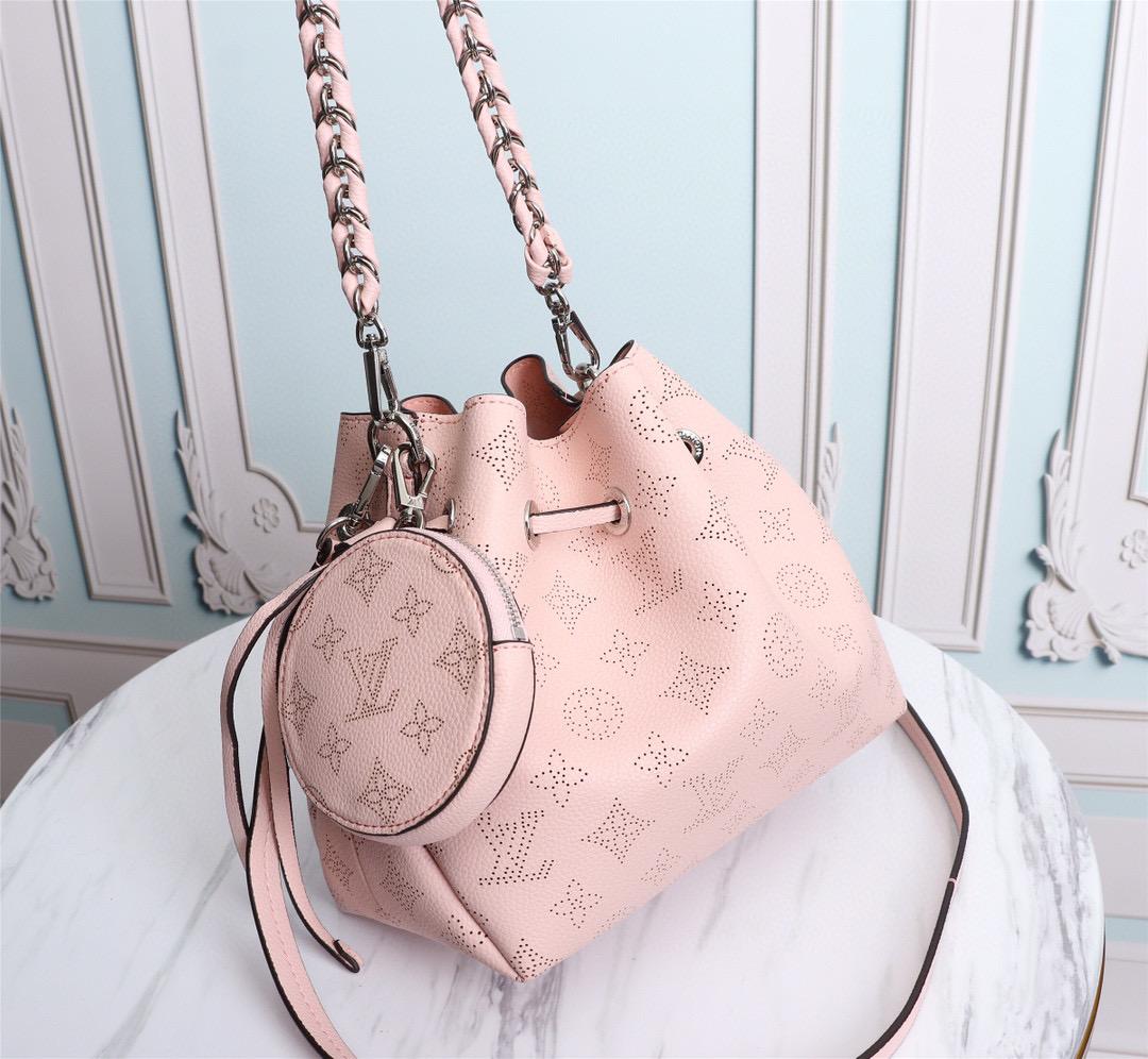 Louis Vuitton Bella Bucket Bag Mahina Magnolia Pink For Women, Women’s Handbags, Shoulder And Crossbody Bags 7.5in/22cm Louis Vuitton M57068