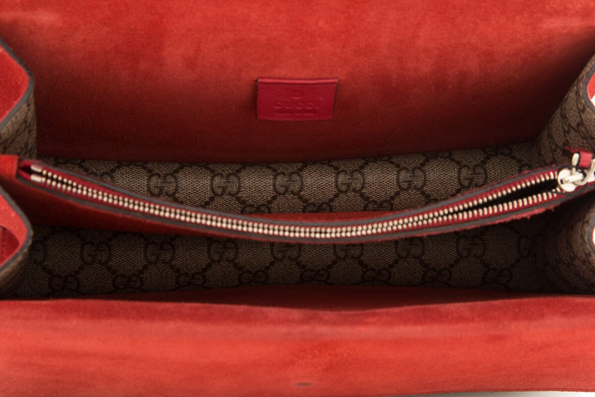 Gucci Dioronysus Monogram and Red Suede Crossbody
