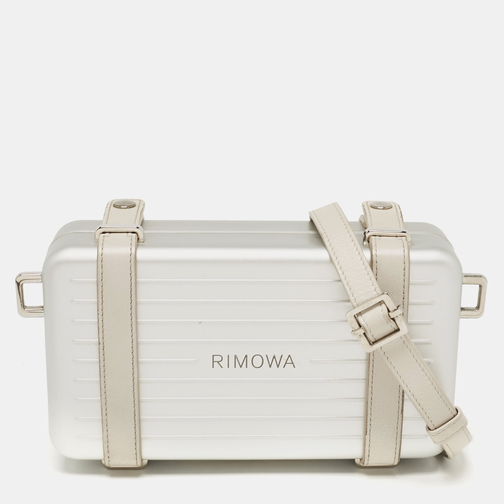 Christian Dior X Rimowa Silver Aluminum And Leather Personal Clutch Bag