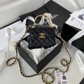 Chanel Clutch With Chain Gold Hardware Black For Women Handbags, Shoulder Bags 5.7in/14.5cm AP2945
