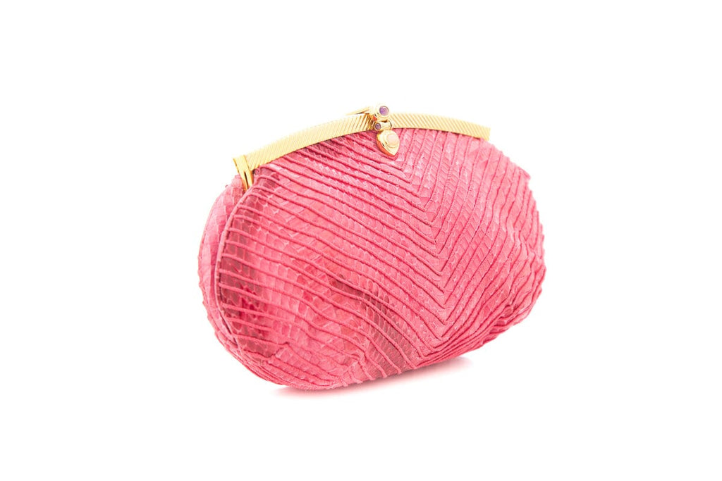 Judith Leiber Pink Snakeskin Clutch