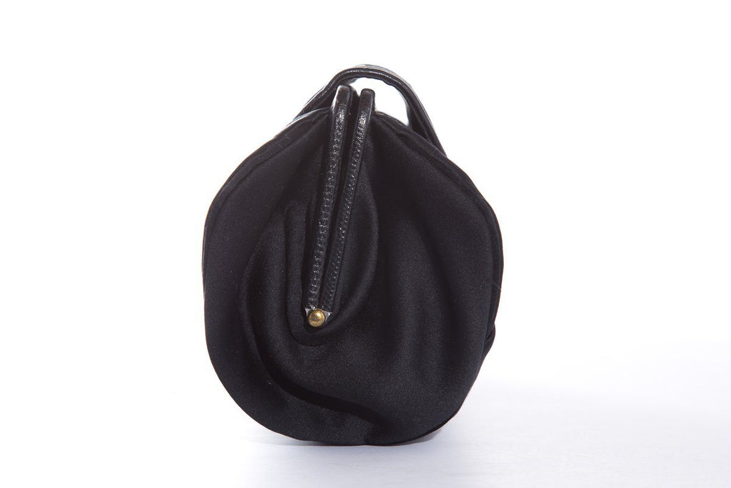 Sharif Black Satin Leopard Rhinestone Evening Clutch