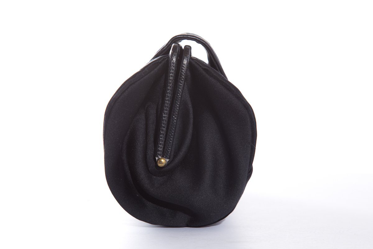 Sharif Black Satin Leopard Rhinestone Evening Clutch