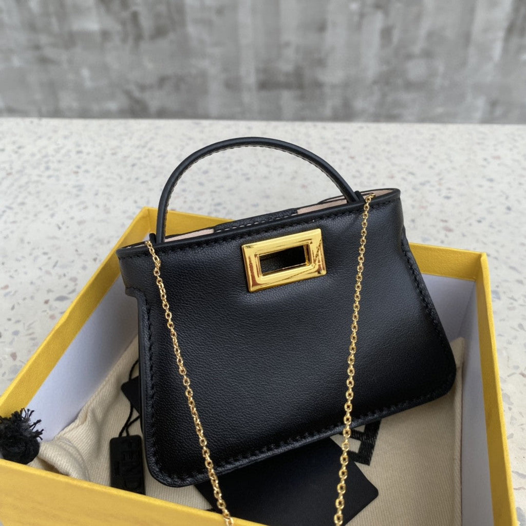Nano Peekaboo Charm Crossbody Black Bag For Woman 12cm/4.5in