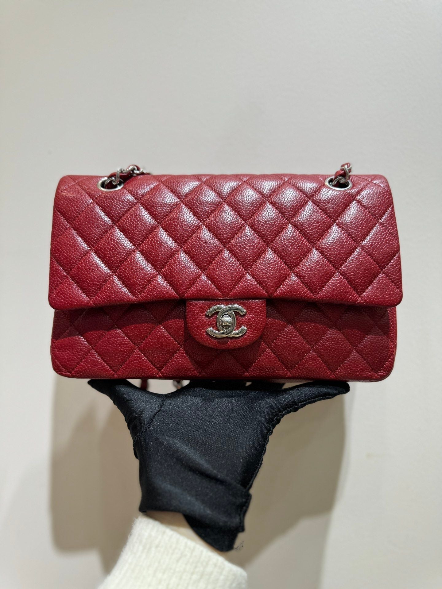 Preloved Chanel Classic Flap CF Medium Bag red 107784