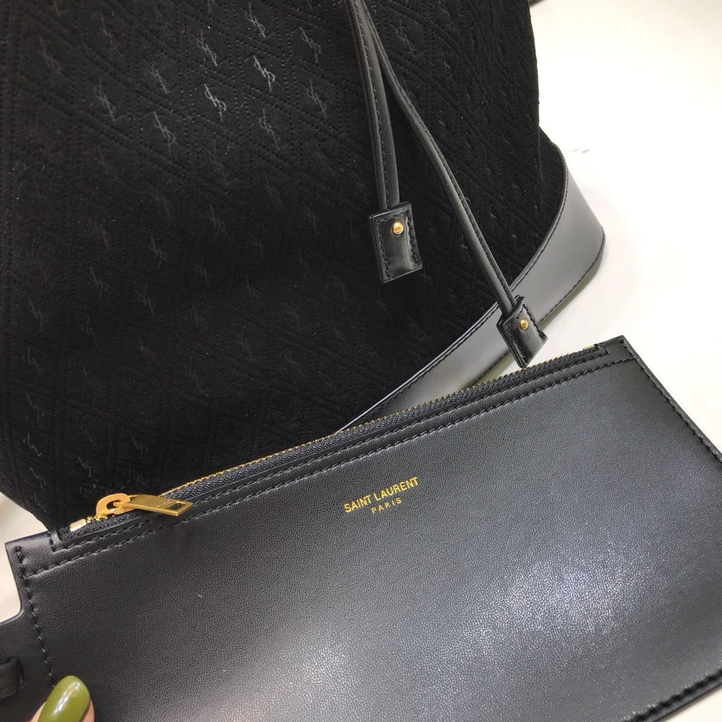 YSSL All-Over Monogram Bucket Bag Black For Women 10.5in/27cm YSLÂ 