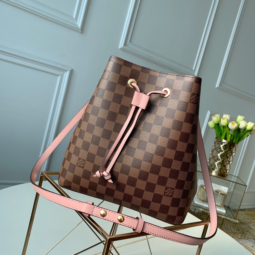 Louis Vuitton NeoNoe Bucket Bag Damier Ebene Canvas Venus Pink For Women,  Shoulder And Crossbody Bags 10.2in/26cm Louis Vuitton N40198